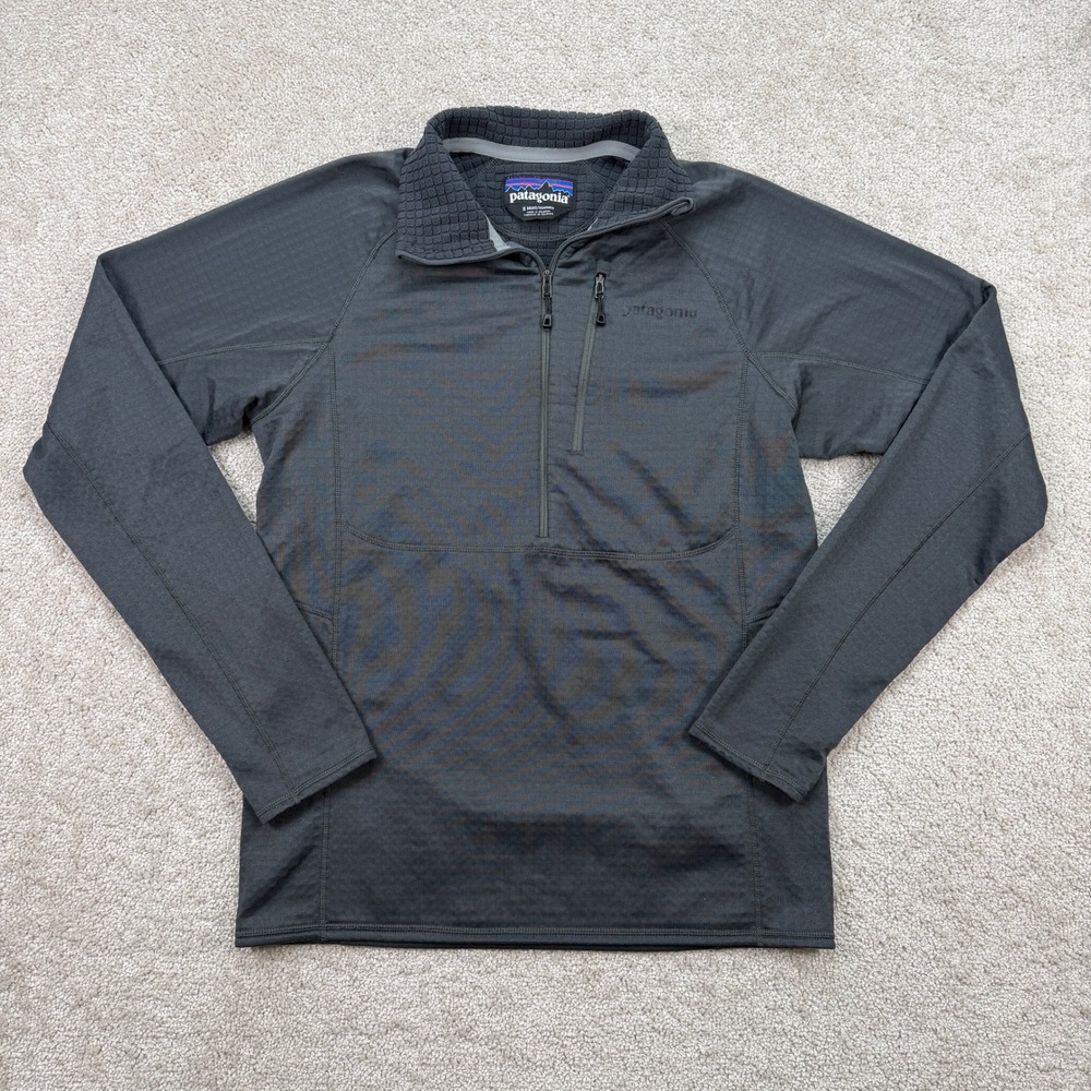 Patagonia Mens S R1 Pullover Black Polartec Power Dry 1/4 Zip 40109